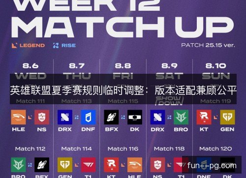 英雄联盟夏季赛规则临时调整：版本适配兼顾公平